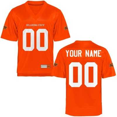 Men%27s Oklahoma State Cowboys Customized Football Name & Number 2015 Orange Jersey->customized ncaa jersey->Custom Jersey